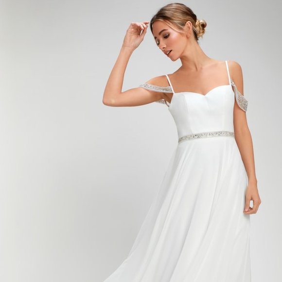 Love and Devotion White Beaded Maxi Dress - Picture 3 of 4
